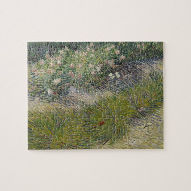 Gras och fjärilar av Vincent Van Gogh Pussel (Horisontell)