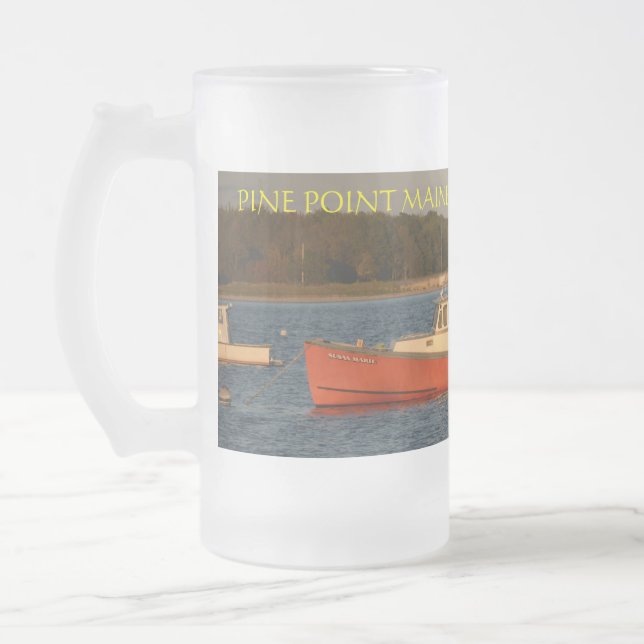 Gräs Point Maine Frosted 16 oz Frosted Glass Mugg (Vänster)