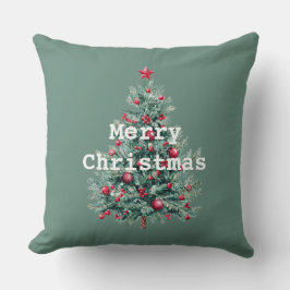 Gräs Red God jul Träd Santa (på baksidan) Kudde