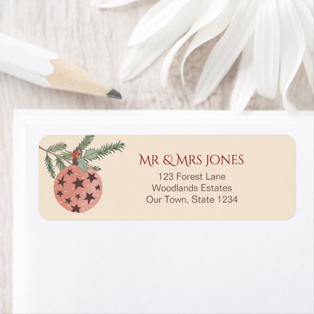 Gräs retro på julbalar returadress etikett (Insitu)