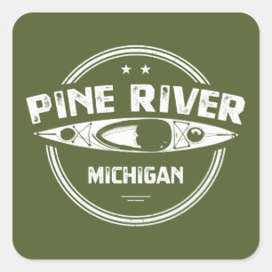 Gräs River Michigan Kayaking Fyrkantigt Klistermärke
