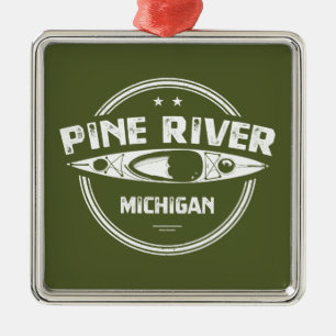 Gräs River Michigan Kayaking Julgransprydnad Metall