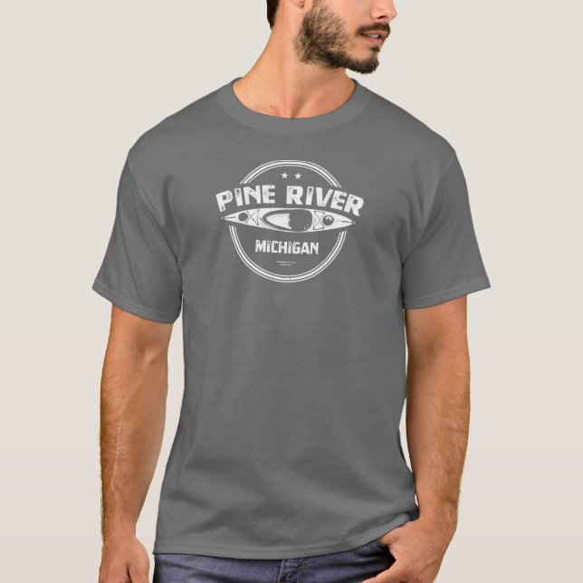 Gräs River Michigan Kayaking T Shirt (Framsida)