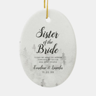 Gräs Rustic-syster i Bride-citatet, frostat Julgransprydnad Keramik