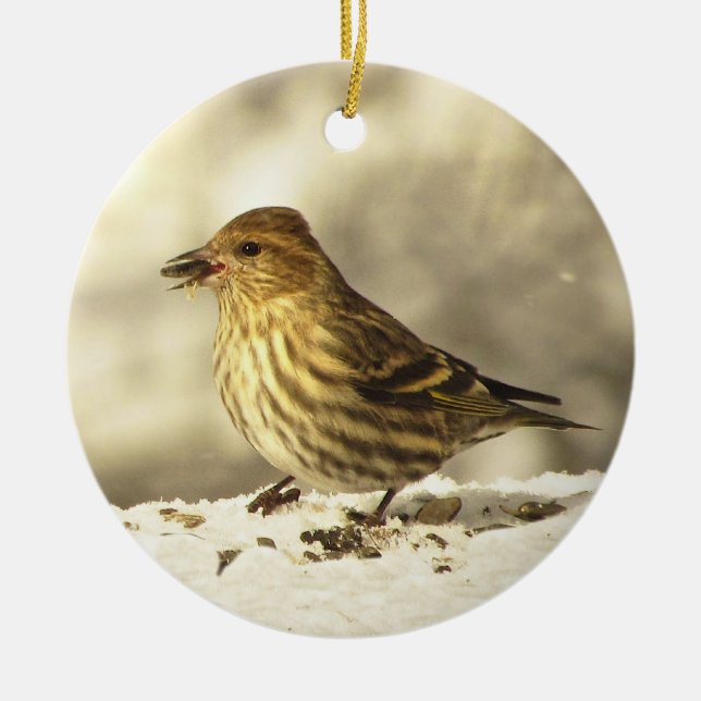 Gräs Siskin Julgransprydnad Keramik (Framsidan)