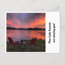 Gräs Sjö Sunset-vykort