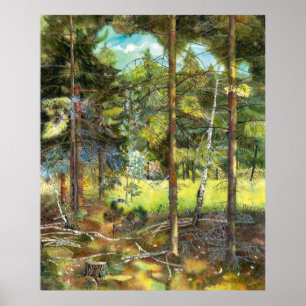 Gräs-skog målarfärg poster