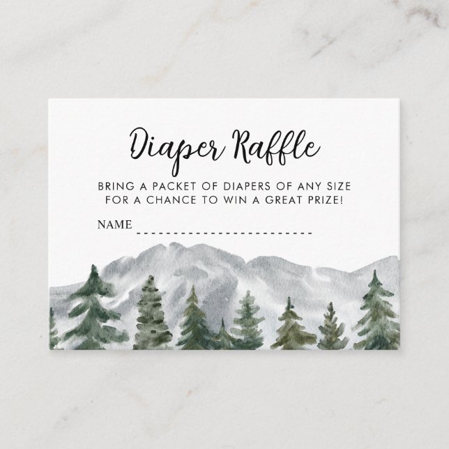 Gräs skogbergen Diaper Raffle Tilläggskort (Framsida)