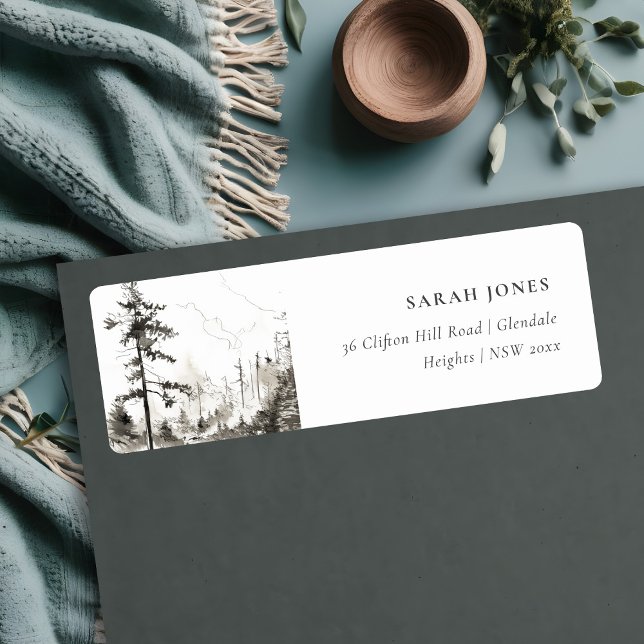Gräs, Skogen, berggrund, Sketch Adress Returadress Etikett (Skapare uppladdad)