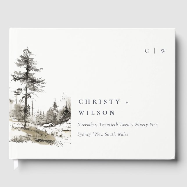 Gräs, Skogen, berggrund, Sketch Bröllop Gästböcker (Framsida)