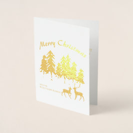Gräs Skogen Forest Reindeer Photo God jul Folierat Kort