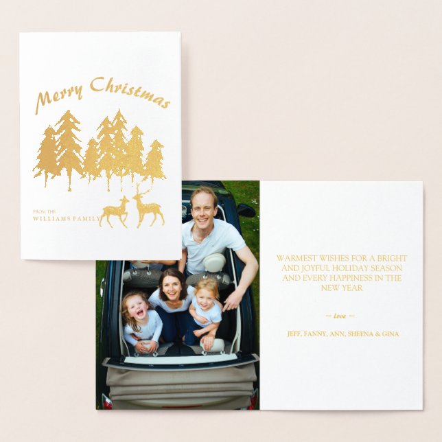 Gräs Skogen Forest Reindeer Photo God jul Folierat Kort (Display)