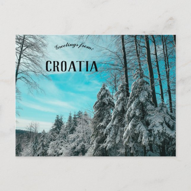 Gräs-skogen i Snö Platak i Kroatien Vykort (Framsida)