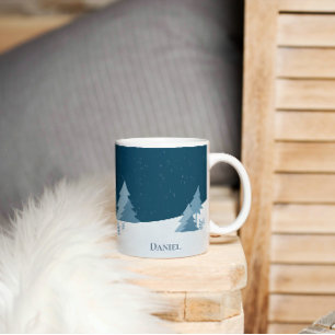 Gräs Skogen Vinter Anpassat namn Kaffemugg
