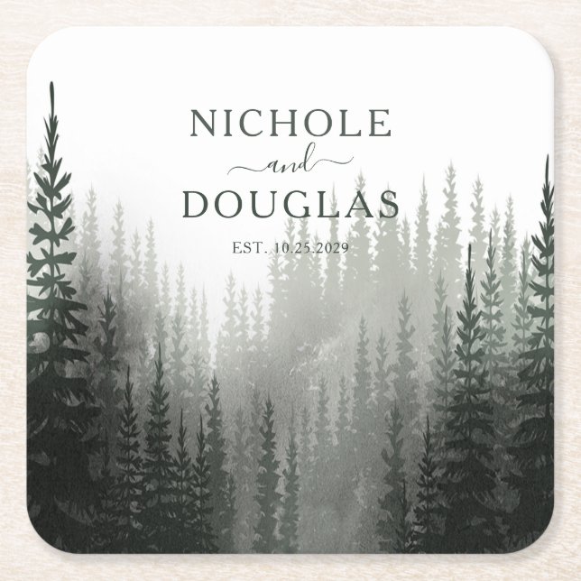 Gräs-skogslassollonets favoriter i Rustic Watercol Underlägg Papper Kvadrat (Framsidan)