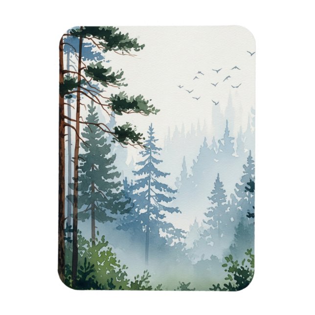 Gräs Skogsvattenfärg Magnet (Vertikal)