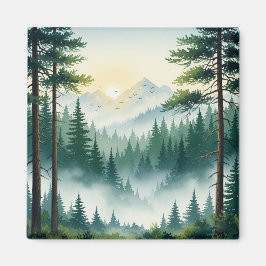 Gräs Skogsvattenfärg Magnet