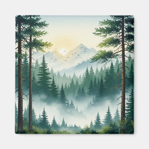 Gräs Skogsvattenfärg Magnet