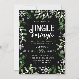 Gräs Snöflingor Jingle & Mingle jul Party Inbjudningar