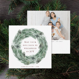 Gräs Träd, andningsfamilj Foto Grönt och rött Julkort