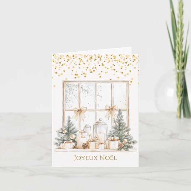 Gräs Träd Baubles Candles Fransk jul Helgkort (Framsida)