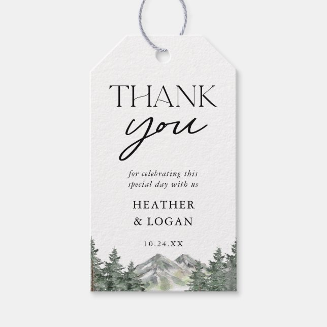 Gräs Träd, Bröllop Tack Presentetikett (Framsidan)