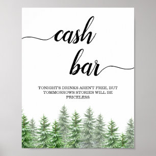 Gräs Träd-calligrafi Pengarar Pub-tecken Poster