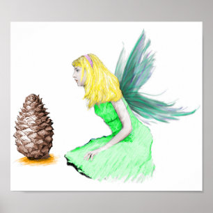 Gräs Träd Fairy med gräs cone Poster