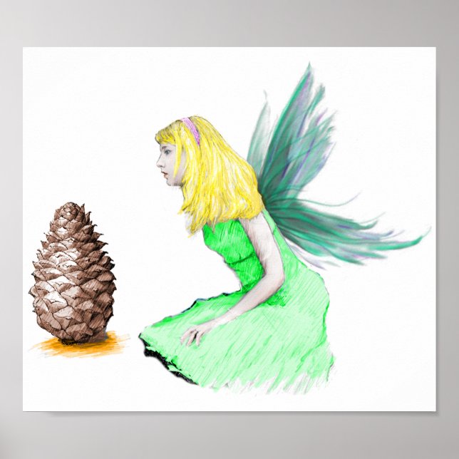 Gräs Träd Fairy med gräs cone Poster (Framsidan)