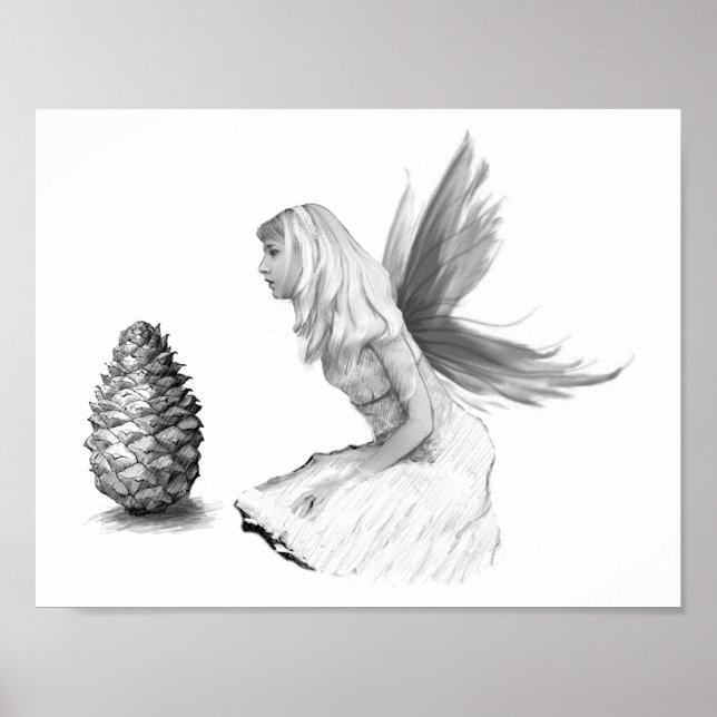 Gräs Träd Fairy med Gräs Cone Poster (Framsidan)