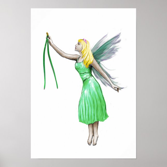 Gräs Träd Fairy med gräs nål Poster (Framsidan)