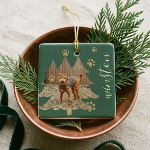 Gräs Träd Forest Anpassningsbar Pet Photo & Namn P Julgransprydnad Keramik