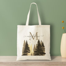 Gräs Träd Forest Beige skript Namn Monogram