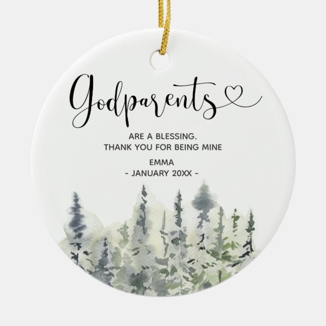 Gräs Träd Forest Personlig Godföräldrar jul Julgransprydnad Keramik (Framsidan)
