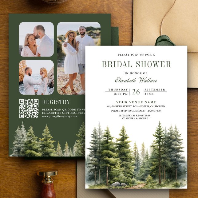 Gräs Träd Forest Photo QR Code Möhippa Inbjudningar (Skapare uppladdad)