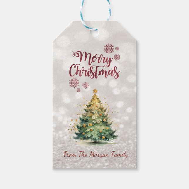 Gräs Träd,Glittery Bokeh Helgdag Presentetikett (Framsidan)