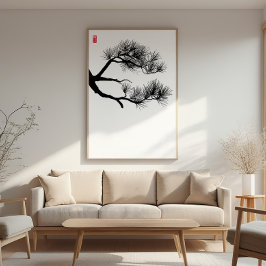 Gräs Träd Gren - Zen Wall Art - Minimalistisk Deco Fototryck