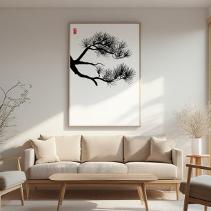Gräs Träd Gren - Zen Wall Art - Minimalistisk Deco Fototryck