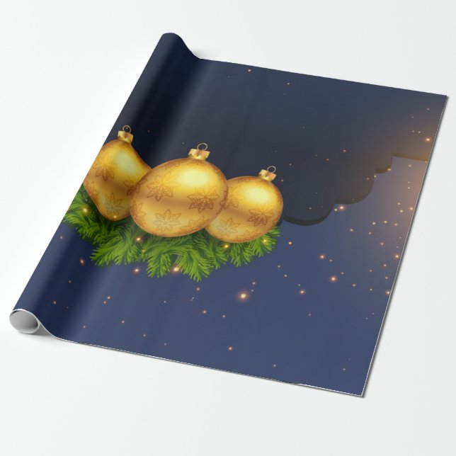 Gräs Träd Grenar Bollar jul Presentpapper (Utrullad)