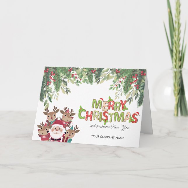 Gräs Träd Grenar,Deers,Jultomten Jul Helgkort (Framsida)