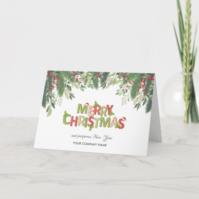 Gräs Träd Grenar, Holly Berries Company jul Helgkort (Framsida)