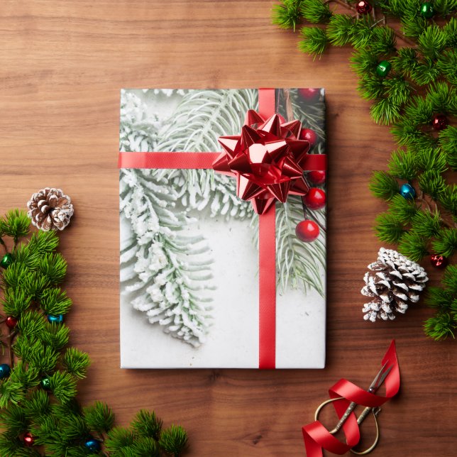 Gräs Träd Grenar Snö jul Presentpapper (Julgåva)