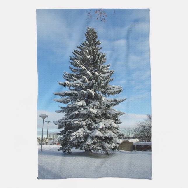 Gräs Träd i Snö kökshandduk (Vertikal)