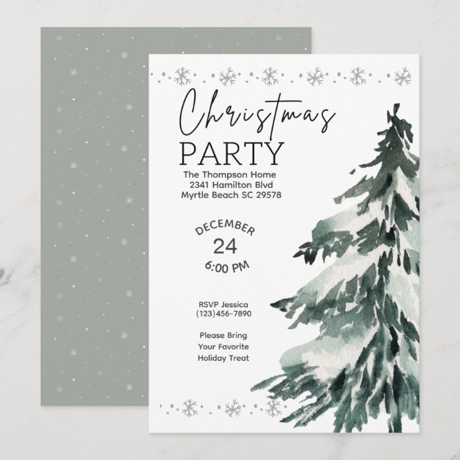 Gräs Träd jul Party Inbjudningar (Fram/baksida)