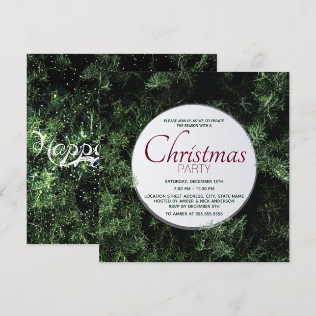 Gräs Träd jul Party Inbjudningar (Fram/baksida)
