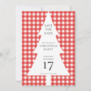 Gräs Träd: Jul Red Gingham Spara datum Inbjudningar