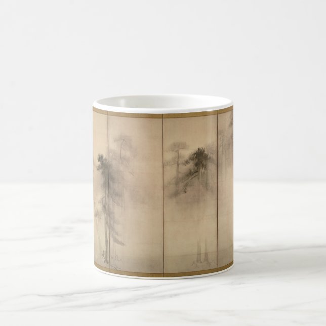 Gräs Träd Lämnat Hand Skärm av Hasegawa Tohaku Kaffemugg (Center)