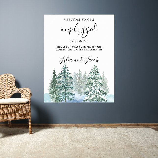 Gräs Träd Lantern Botanical Bröllop är inte anslut Poster (Winter Rustic Pine Trees Lantern Botanical Wedding Party Supplies)