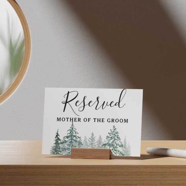 Gräs Träd Lantern Botanical Reserved Sign Poster (Winter Rustic Pine Trees Lantern Botanical Wedding Party Supplies)