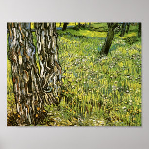 Gräs Träd och Dandelions Van Gogh Fine Art Poster